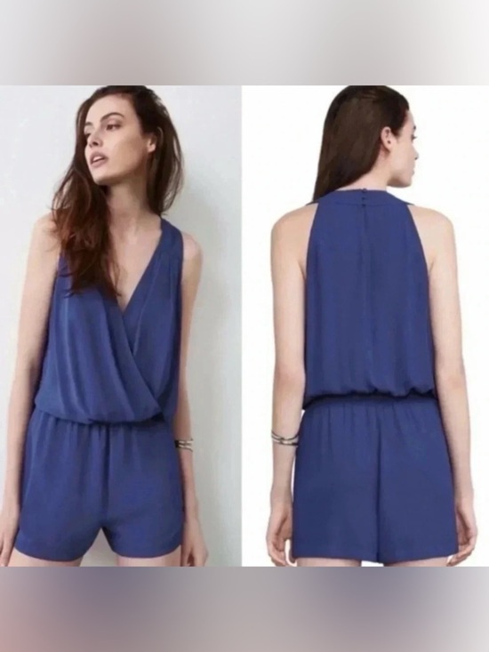 BCBGMaxAzria Dresses & Skirts - BCBG Maxazria Thalia Royal Blue Sleeveless V-neck Romper Size L